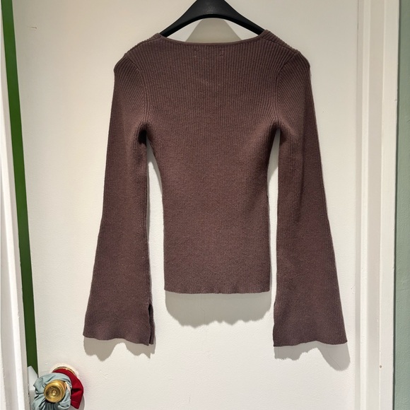 OAK + FORT Taupe Long Sleeve Knit Top Size M NWT - Picture 2 of 4